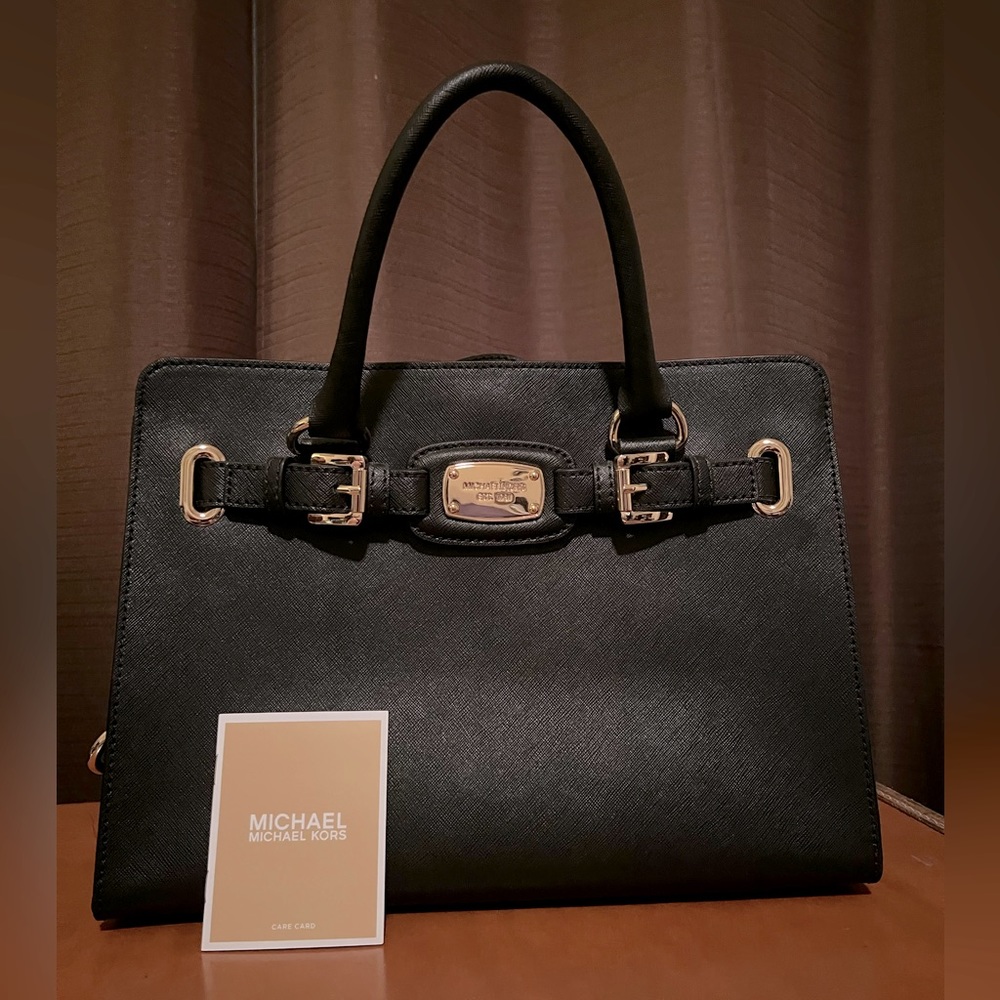 NWT Michael Kors - Hamilton EW Satchel - Black - Leather w/shoulder strap.